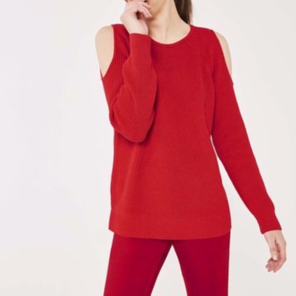 Long Tall Sally Cold Shoulder Rib Stitch Sweater Size Small